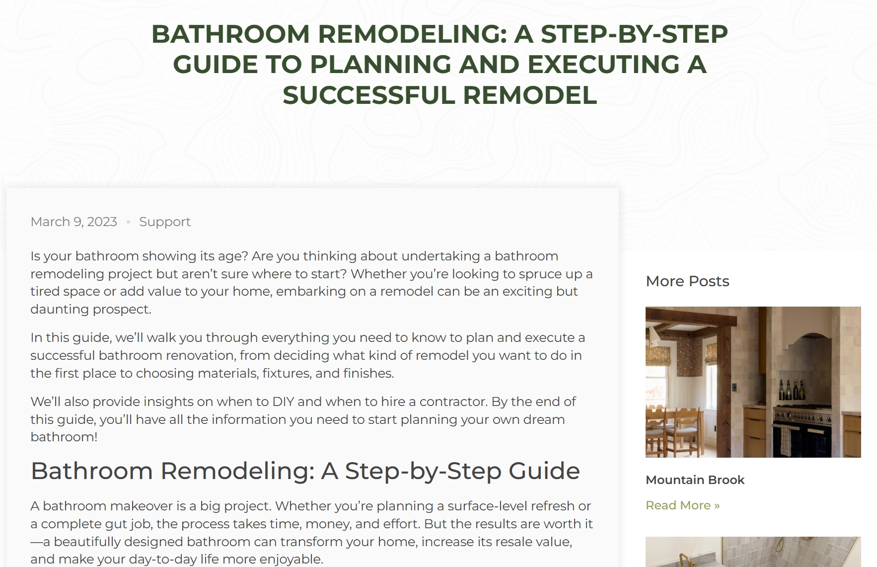 Bathroom remodel cost and comparison content