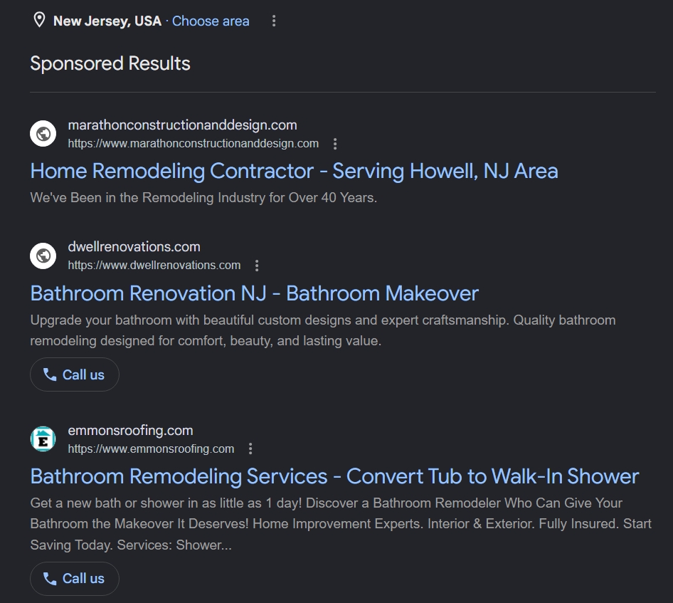 Google Ads for bathroom remodelers