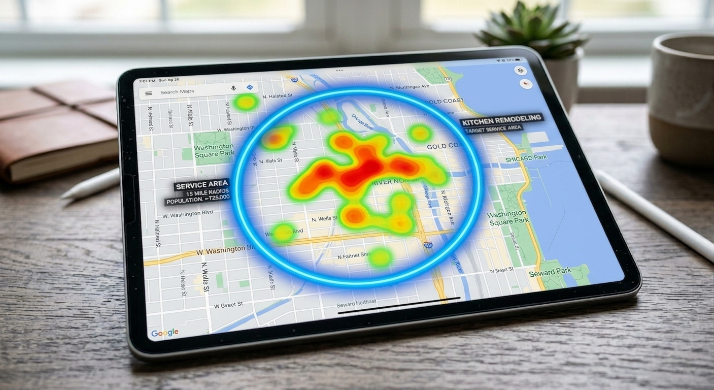 Local service area targeting for kitchen remodelers